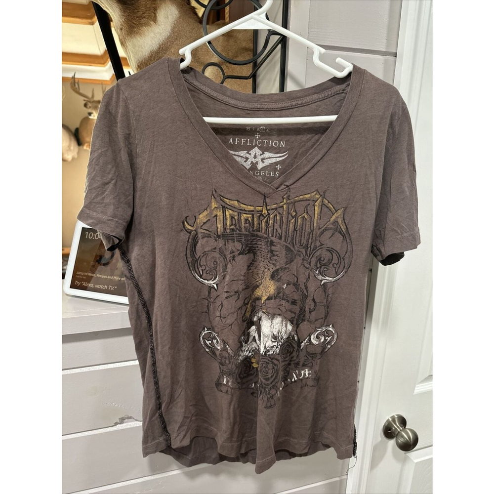 Sinful By Affliction T-shirt Vintage Distressed Cross Studded Ladies Large Rare